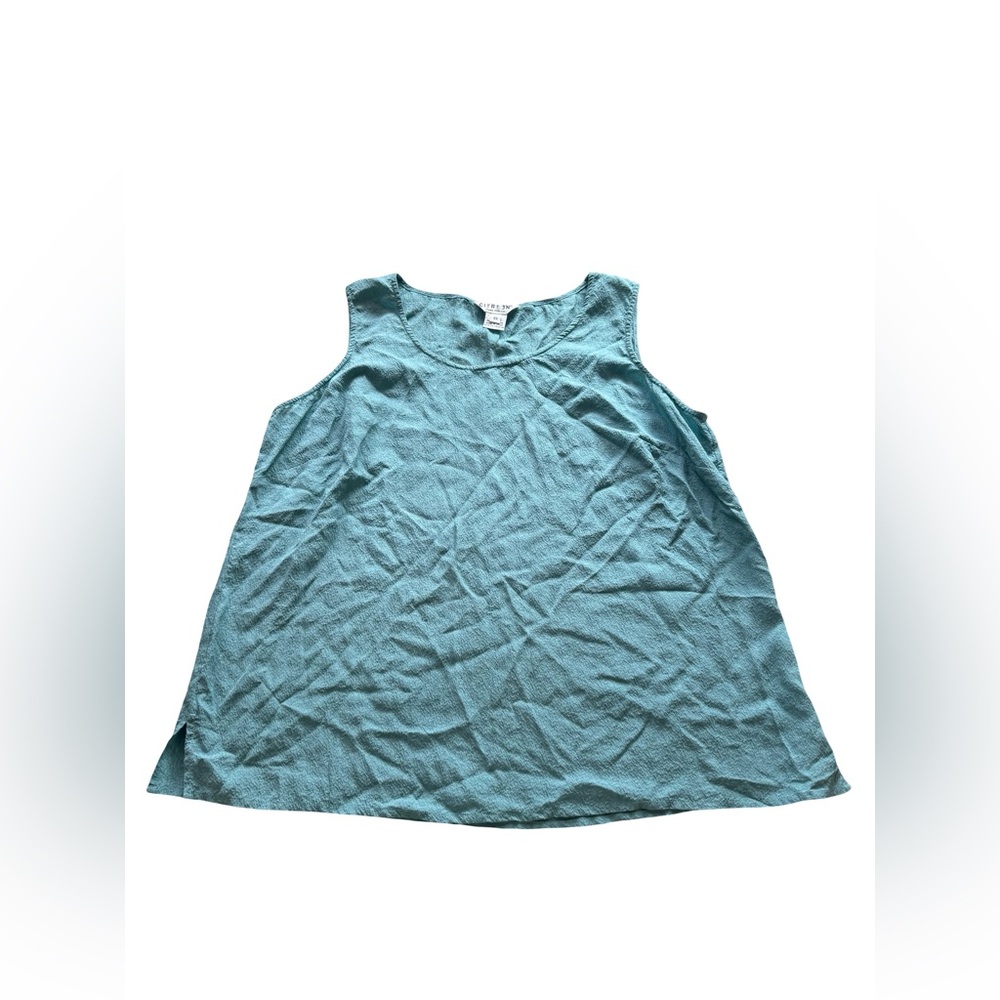 Citron Santa Monica 100% Silk Teal Tank Blouse Size 0X Flowy Minimalist